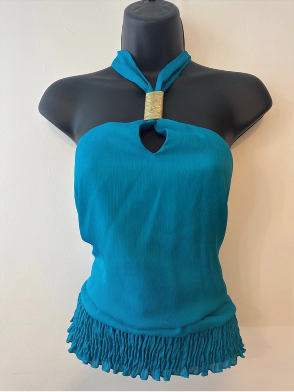 Soulmates Teal Halter Camisole with Gold Ring